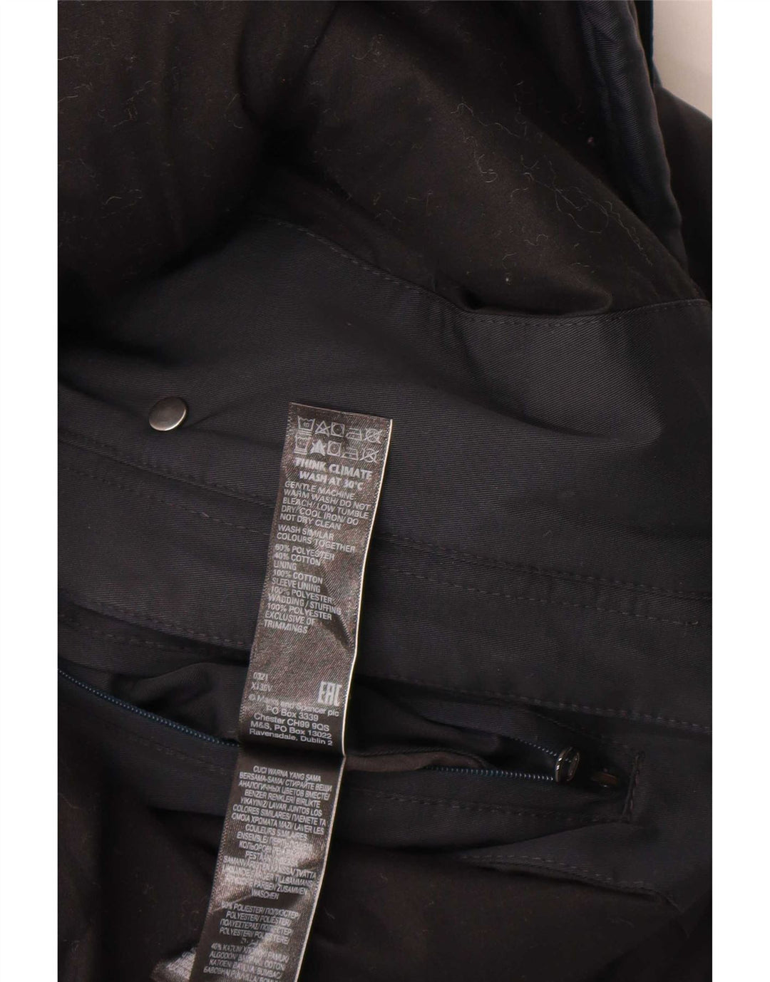 Marks & Spencer Herre Hooded Utility Jacket UK 40 Large Black Polyester
