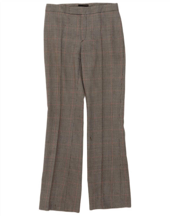 Zara Dame Bootcut Suit Bukser EU 38 Small W28 L32 Grå Houndstooth Uld