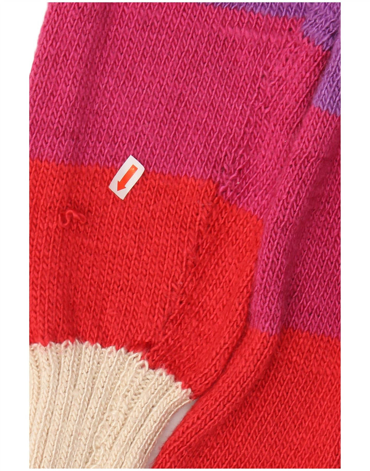 VINTAGE Dame V-hals sweater UK 12 Medium Flerfarvet Stribet