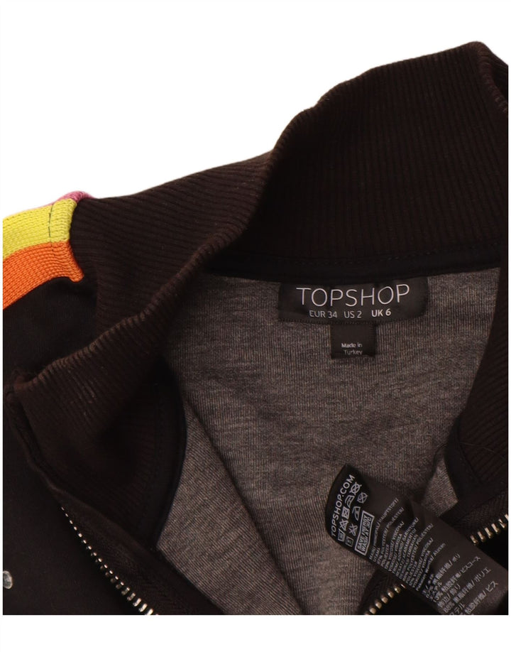Topshop Dame Oversized træningsdragt Topjakke UK 6 XS Sort Plettet