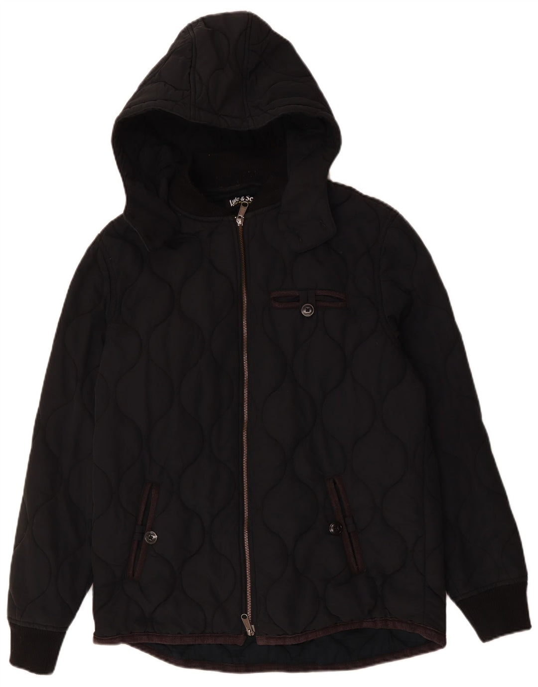 LYLE & SCOTT Polstret hættejakke til mænd UK 40 Stor sort bomuld