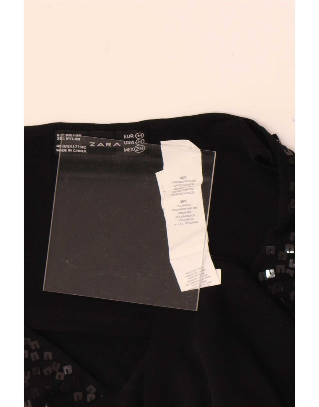 Zara Dame ærmeløs bluse Top UK 12 Medium Sort Flecked Viscose
