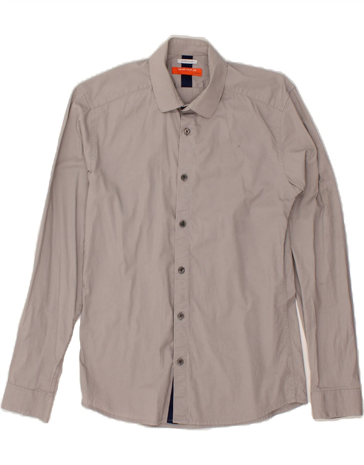 JULES Mens Extra Slim Fit Shirt Small Grey Cotton Vintage Jules and Second-Hand Jules from Messina Hembry 
