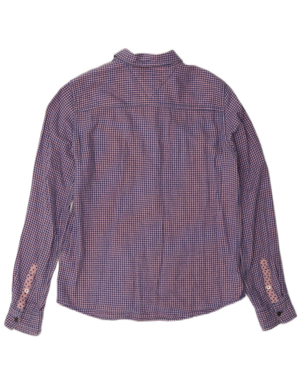 Tommy Hilfiger Dame Flanell Shirt UK 10 Small Blue Gingham Cotton