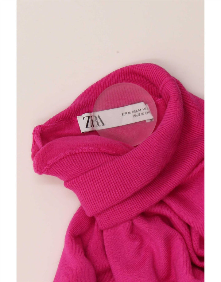 Zara Dame Rullehals Sweater UK 12 Medium Pink