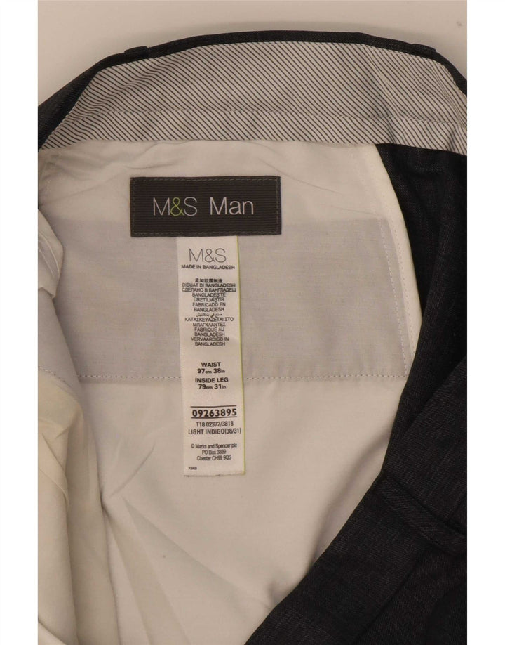 Marks & Spencer Straight Suit Bukser til mænd W38 L31 Blå polyester