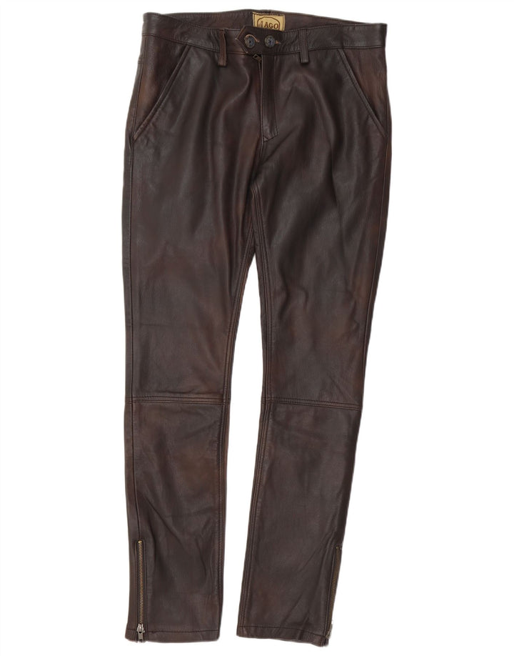 il Lago Herre Slim Læderbukser IT 48 Medium W30 L32 Brun Læder