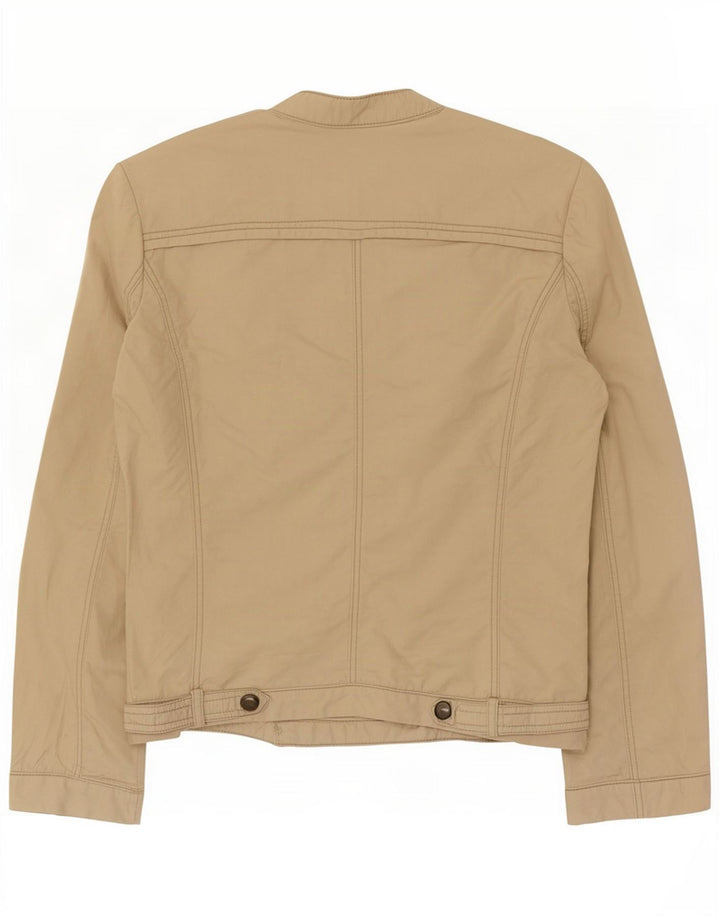 Zara Womens Bomber Jacket UK 12 Medium Beige Bomuld
