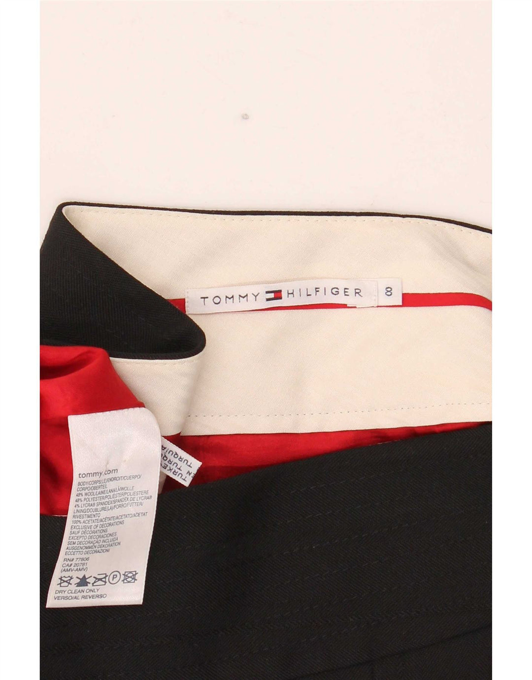 Tommy Hilfiger Plisseret nederdel til kvinder US 8 Medium W32 Sort Uld