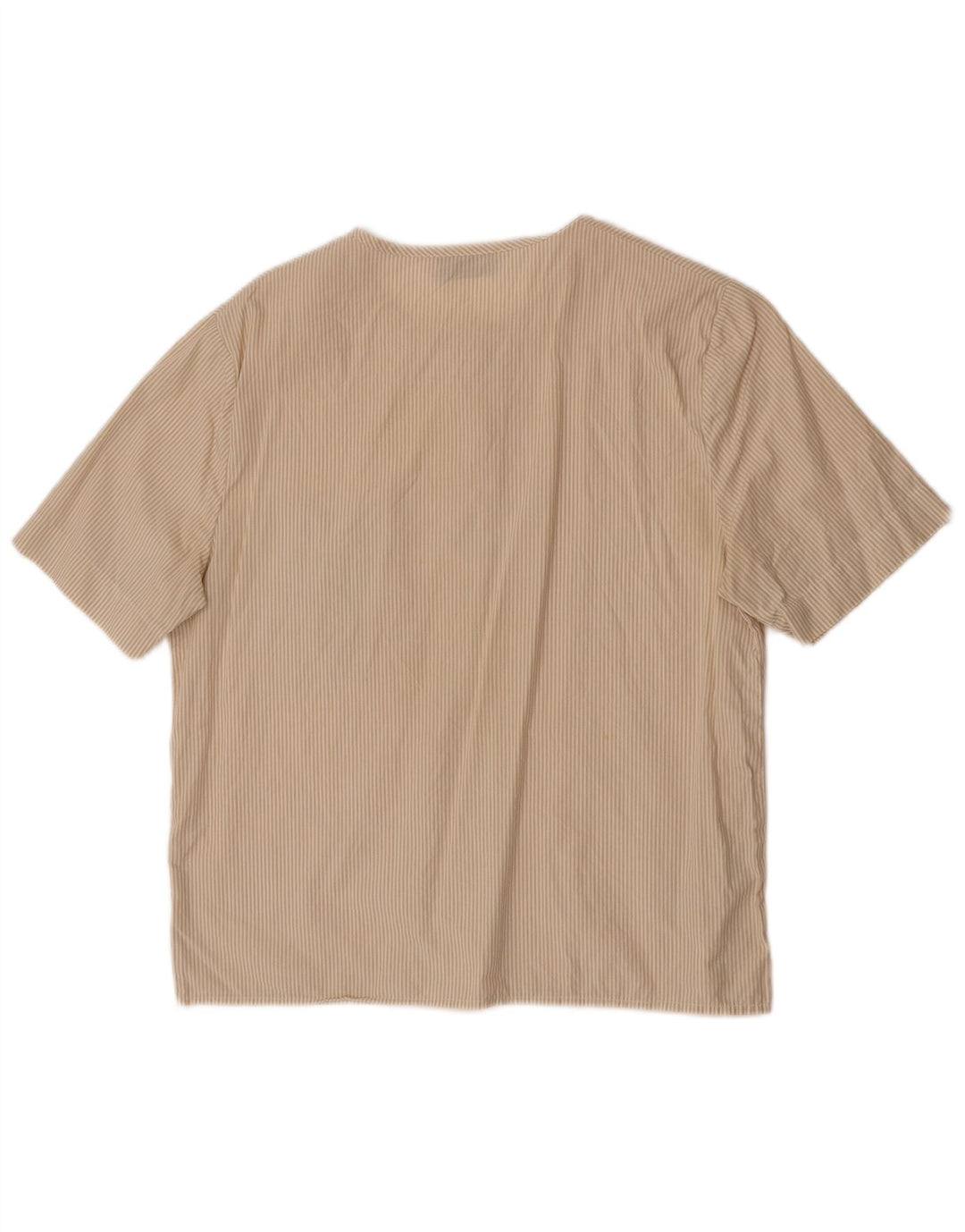 Maurice Abot Dame Kortærmet Bluse UK 14 Medium Beige Pinstripe