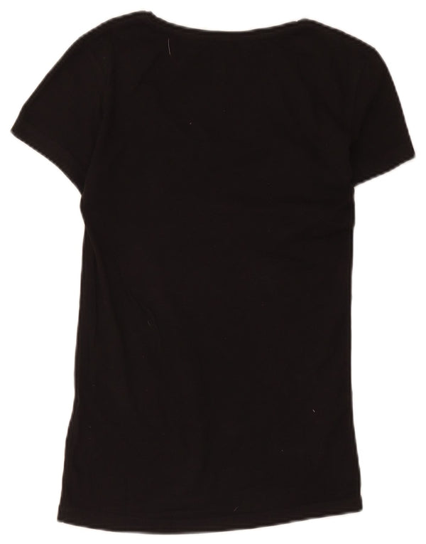 Calvin Klein Jeans Dame Grafisk T-Shirt Top UK 10 Lille Sort