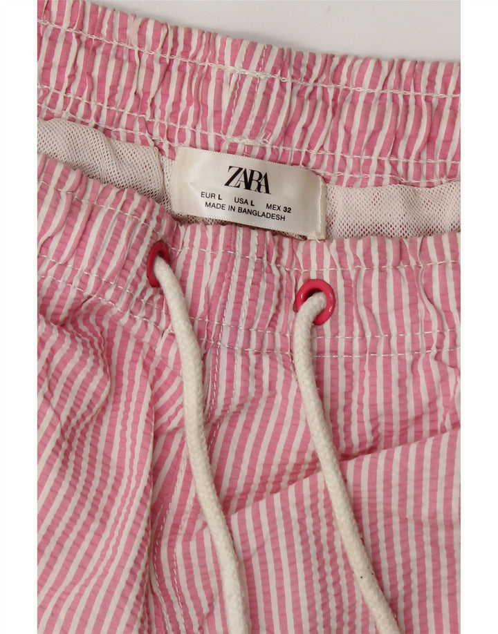 Zara Herre badeshorts Large W34 Pink Stribet