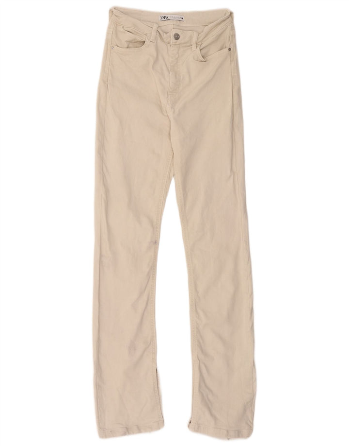 Zara Dame Straight Jeans EU 36 XS W26 L32 Beige