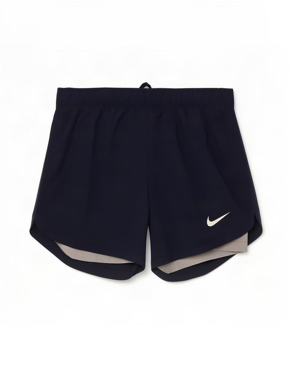 Nike Dame Dri Fit Sport Shorts UK 10 Small Navy Blue Polyester