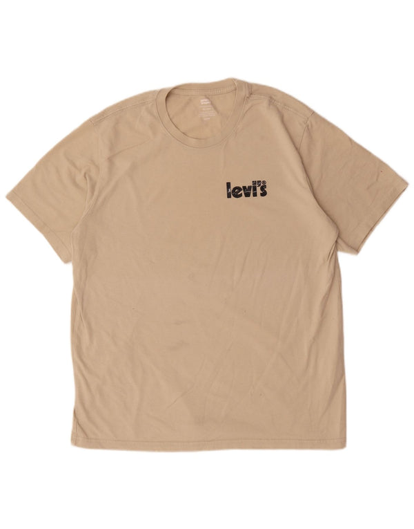 Levi's Herre afslappet grafisk T-shirt top mellembeige bomuld