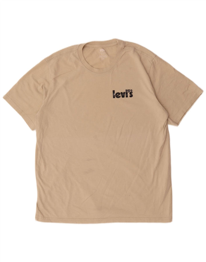 Levi's Herre afslappet grafisk T-shirt top mellembeige bomuld
