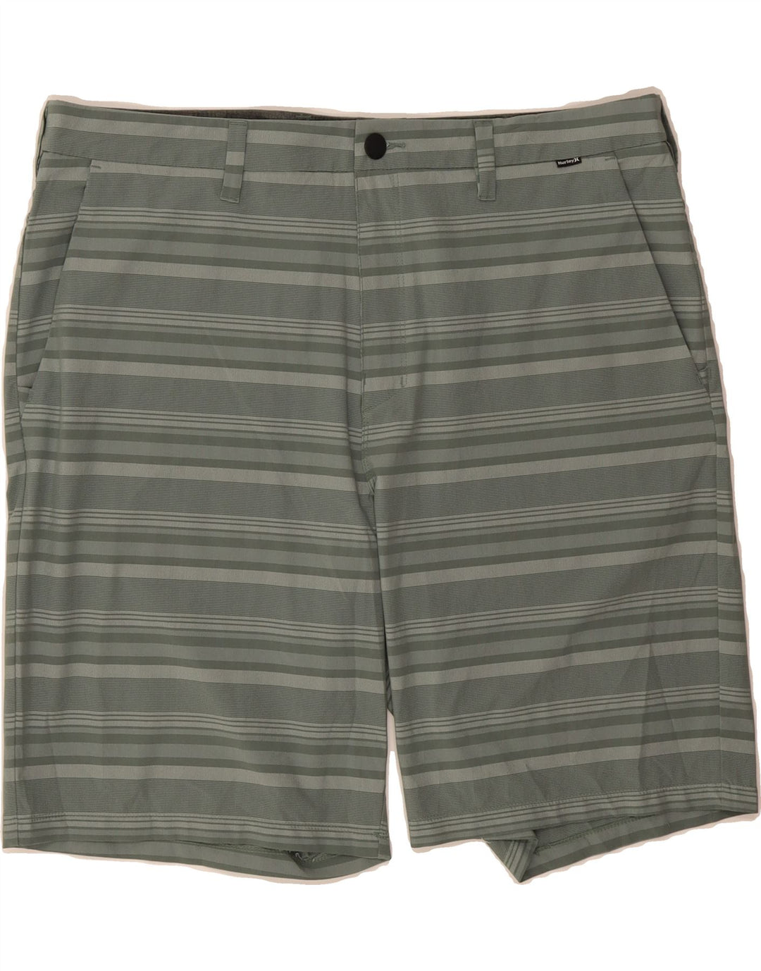 HURLEY Mens Chino Shorts W38 XL Green Striped Polyester Vintage Hurley and Second-Hand Hurley from Messina Hembry 