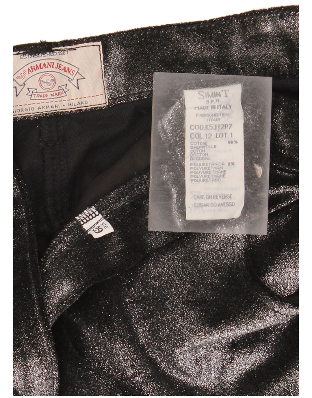 ARMANI Lige fritidsbukser til kvinder W29 L34 Sort bomuld