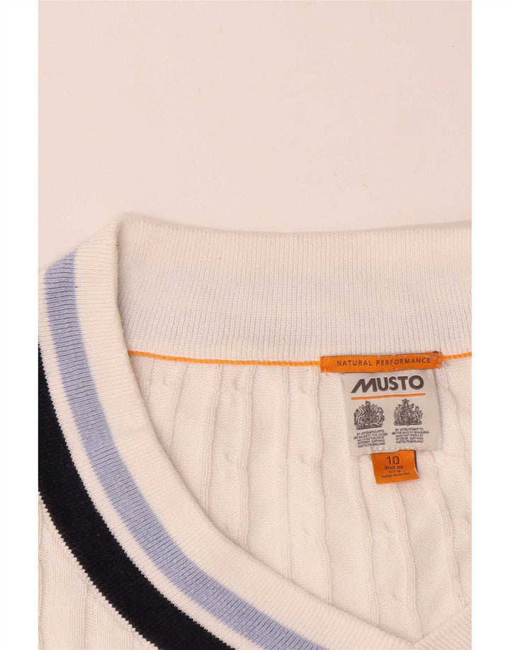 Musto Dame Oversized V-hals sweater UK 10 Small White Bomuld