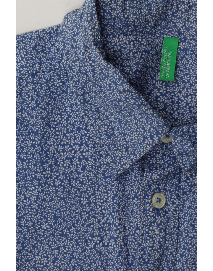BENETTON Mens Short Sleeve Shirt Small Blue Floral Vintage Benetton and Second-Hand Benetton from Messina Hembry 