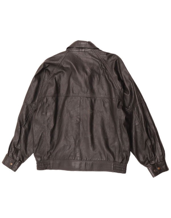 Vintage Mens Leather Jacket IT 42 XL Black
