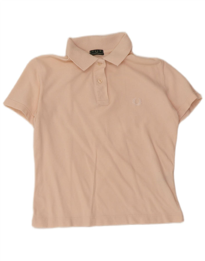 Fred Perry Dame Polo Shirt UK 12 Medium Pink Bomuld