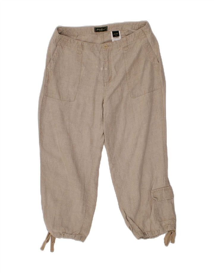 EDDIE BAUER Womens Cargo Trousers US 12 Large W32 L24 Beige Linen Vintage Eddie Bauer and Second-Hand Eddie Bauer from Messina Hembry 