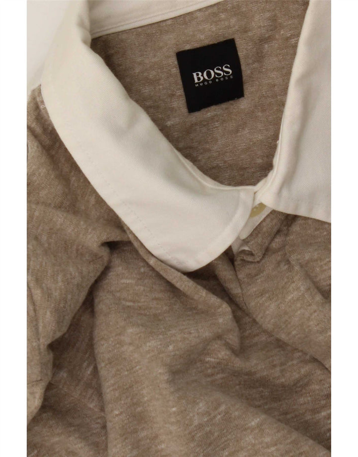 Hugo Boss Langærmet herre poloshirt Medium Beige Flecked