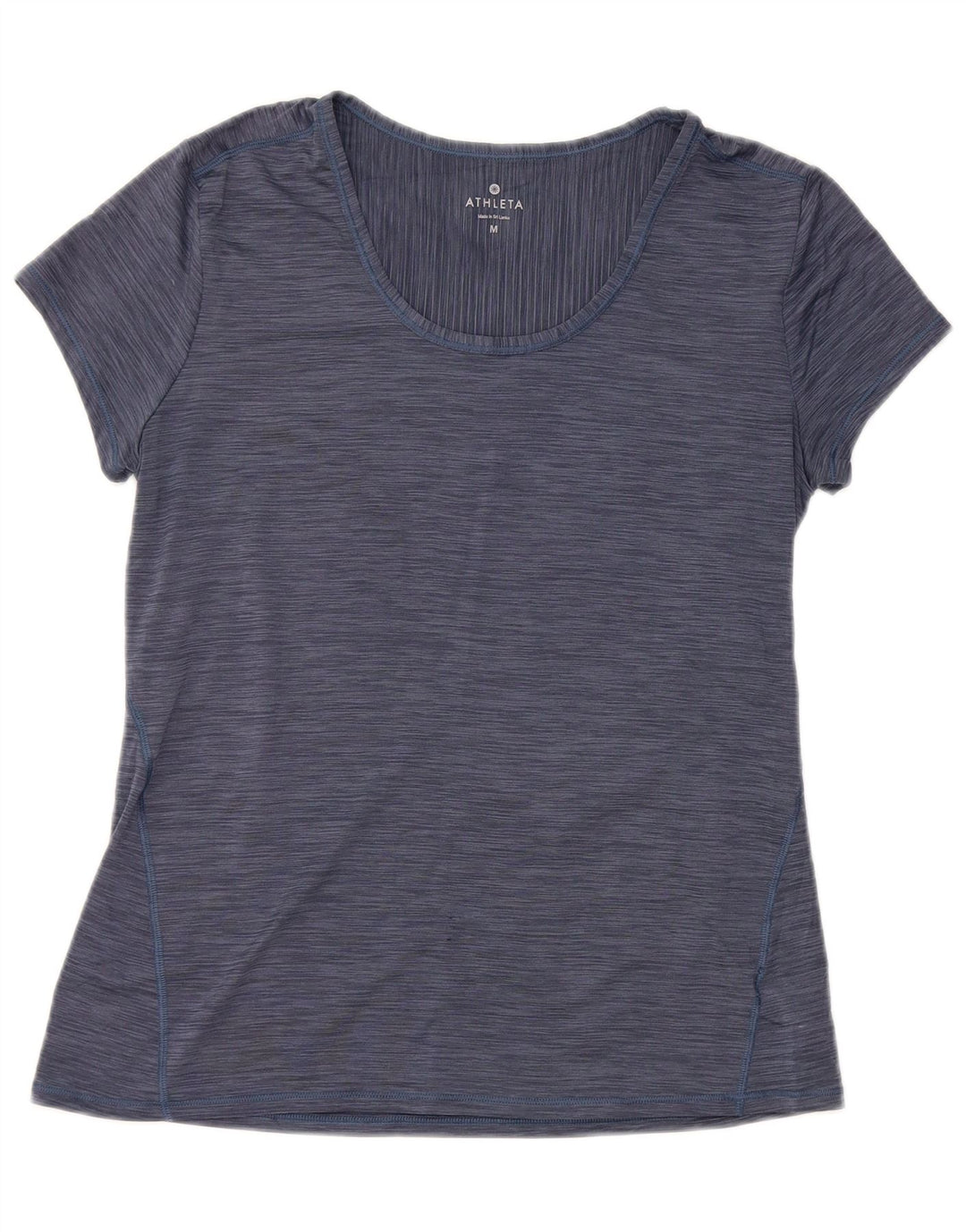 ATHLETA Dame T-Shirt Top UK 12 Medium Navy Blue Flecked Polyester