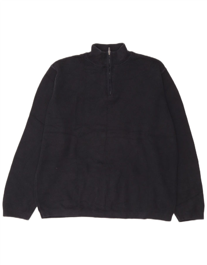 Marks & Spencer Herre Blue Harbor Zip Neck Jumper Sweater XL Navy Blue