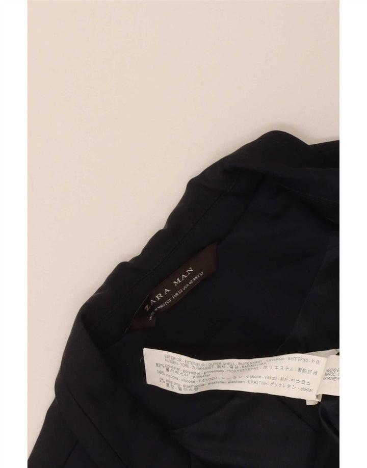 Zara Herre 2-knaps blazerjakke EU 42 Stor marineblå polyester