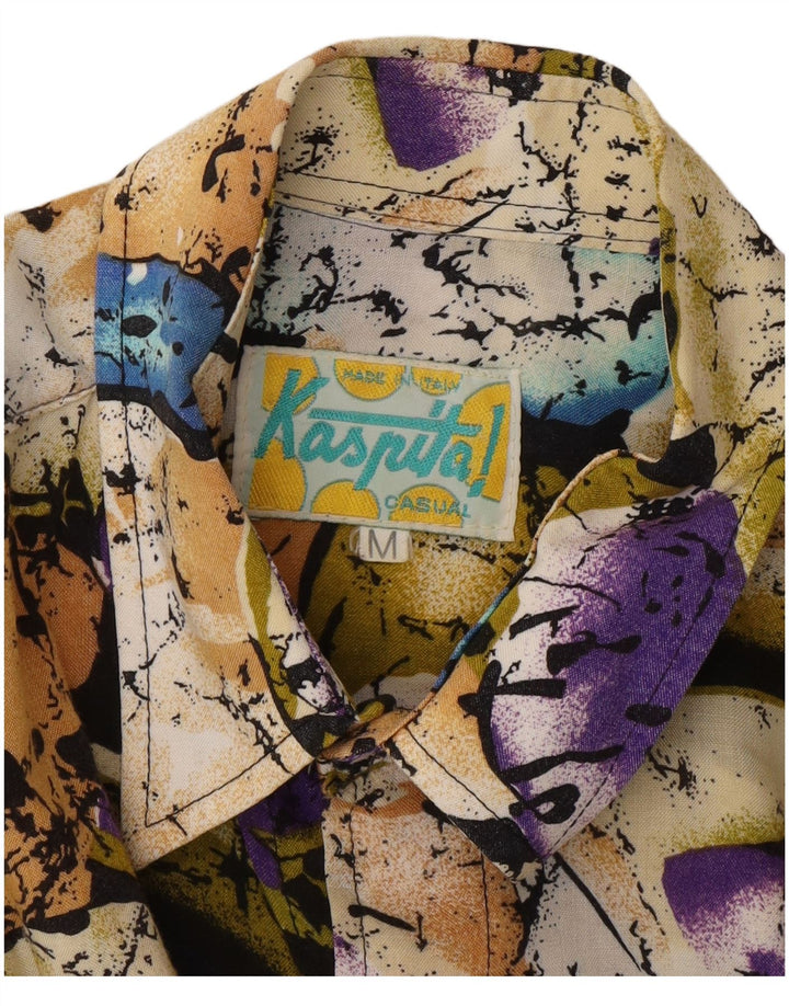 Vintage herre abstrakt mønster skjorte medium flerfarvet