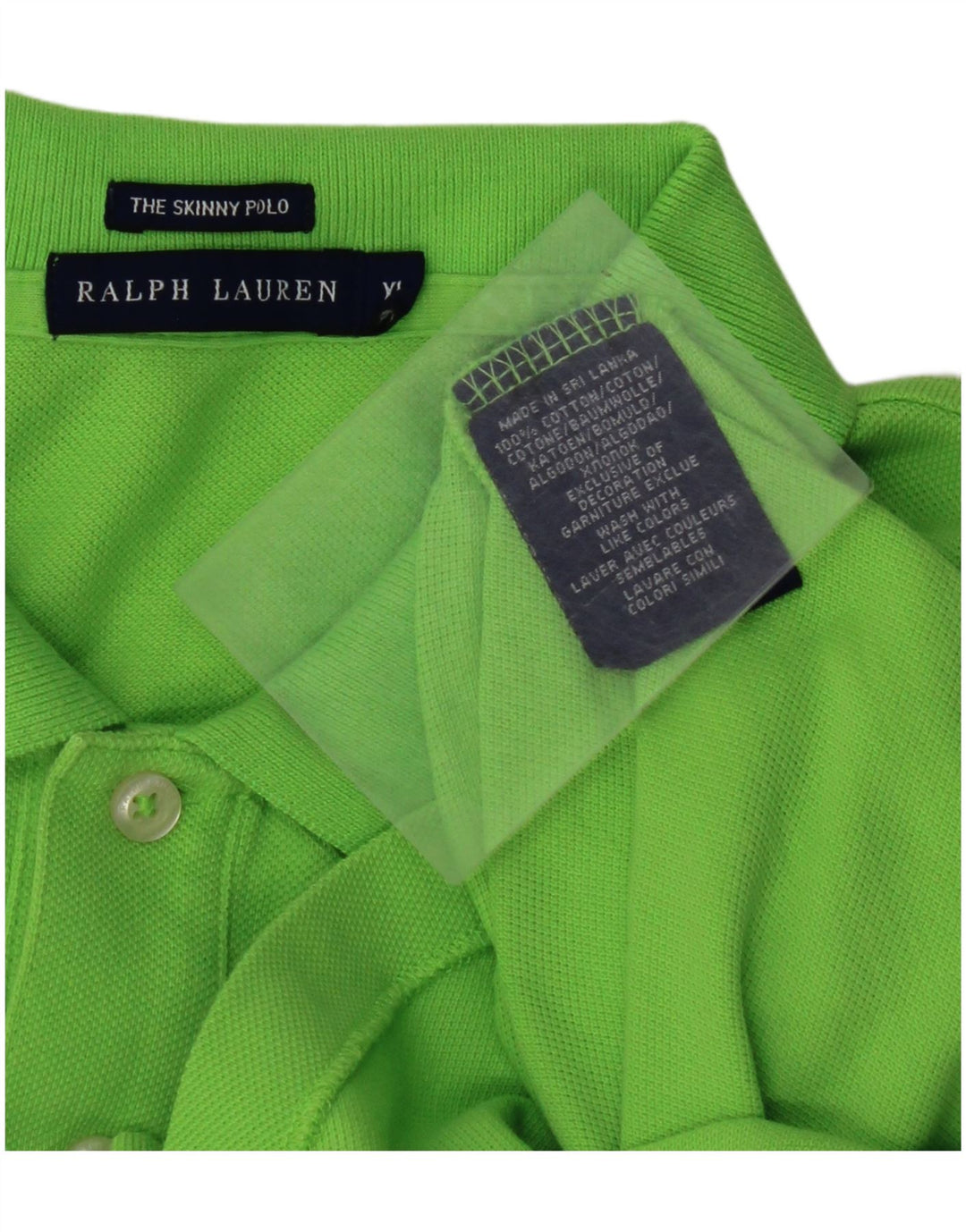 RALPH LAUREN Dame Skinny Polo Shirt UK 18 XL Grøn Bomuld