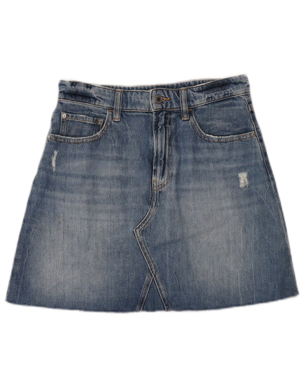 Guess Womens Distressed Denim Nederdel W27 Lille blå bomuld