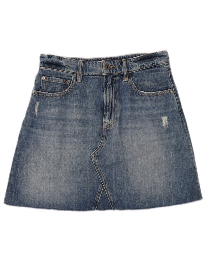 Guess Womens Distressed Denim Nederdel W27 Lille blå bomuld