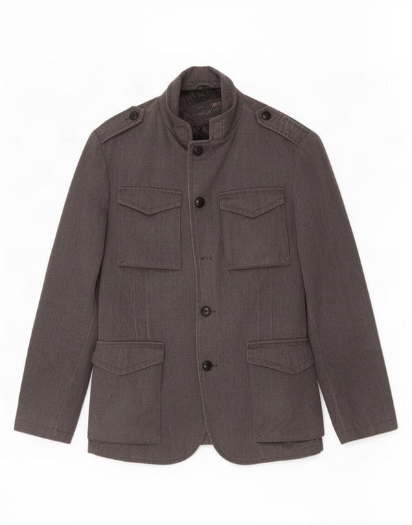 Marlboro Classics Herre Military Jacket EU 50 Large Grey Plaid Bomuld