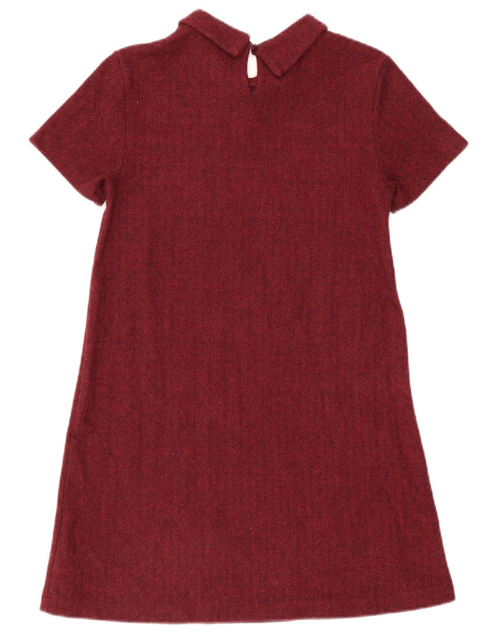 Zara Girls Shift Dress 13-14 År Burgundy Chevron Polyester
