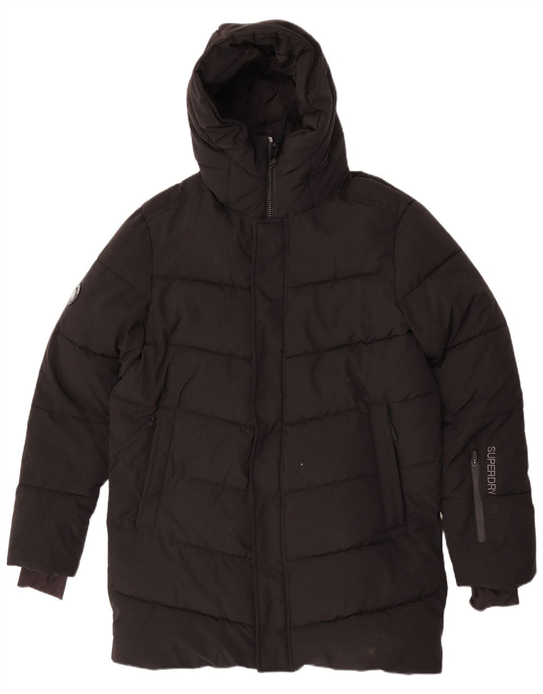 Superdry Graphic Parkajakke med hætte til kvinder UK 14 Medium Black Winter