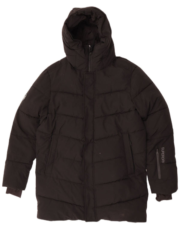 Superdry Graphic Parkajakke med hætte til kvinder UK 14 Medium Black Winter