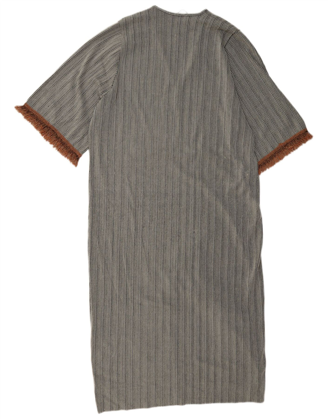 Zara Dame Maxi Oversized Shift Dress UK 10 Small Gråstribet Polyester