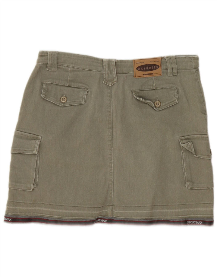 Vintage dame mini cargo nederdel IT 44 Medium W30 Khaki stribet bomuld