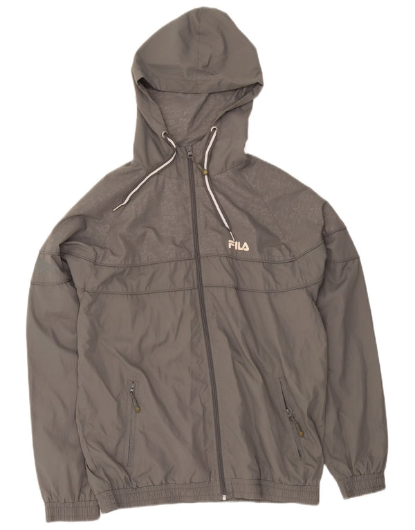 Fila Mens Graphic Hooded Tracksuit Top Jacket Small Grey Polyester