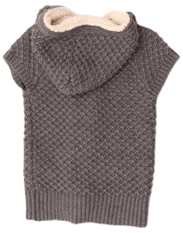 Zara Dame Kortærmet Cardigan Sweater UK 12 Medium Grå Akryl