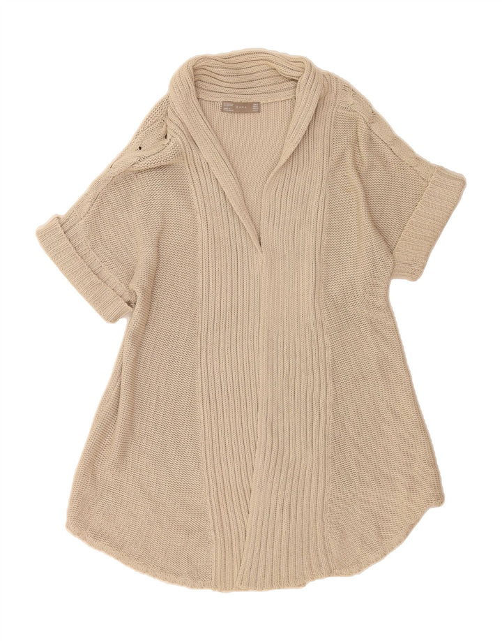 ZARA Womens Short Sleeve Cardigan Sweater UK 14 Medium Beige Vintage Zara and Second-Hand Zara from Messina Hembry 