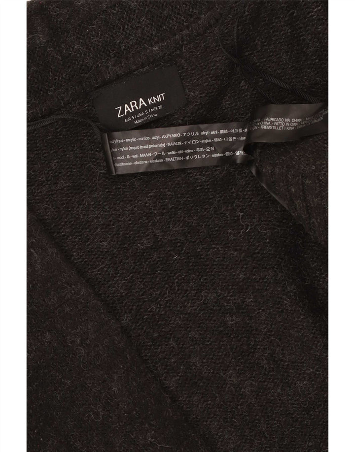 Zara Womens Oversized Longline Open Cardigan Sweater UK 10 Small Grey