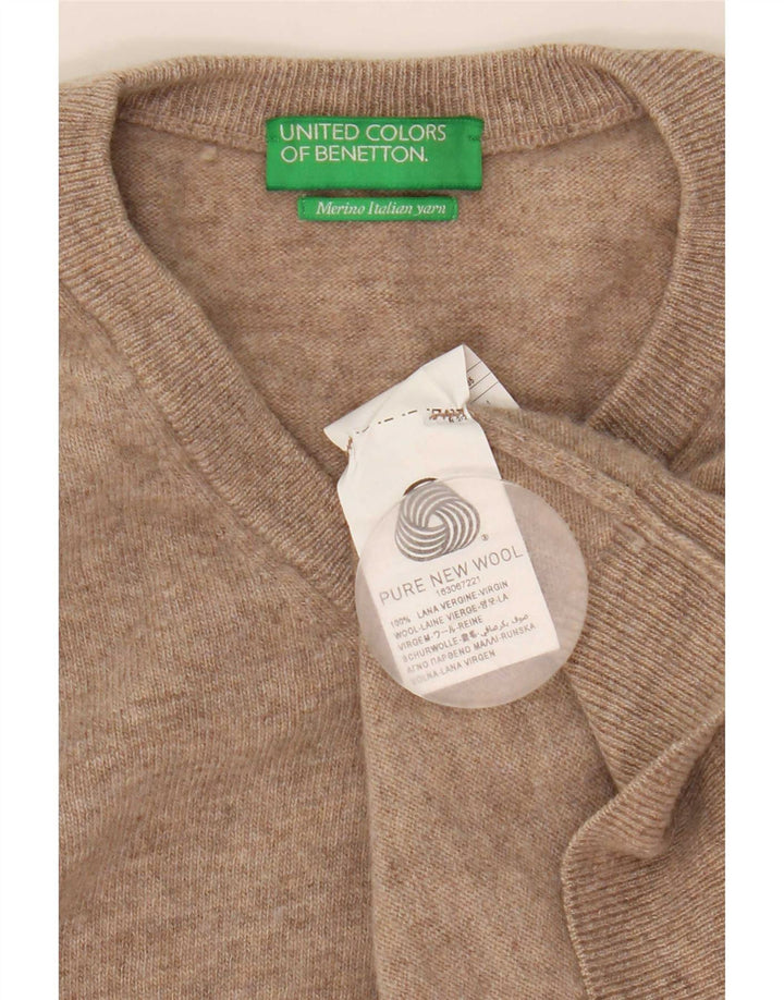 Benetton Herre V-hals sweater lille beige uld
