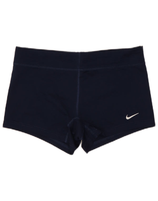 NIKE Dame Dri Fit Sportshorts UK 12 Medium Navy Blue Polyester
