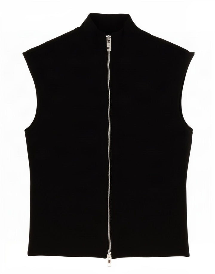 Zara Dame Ærmeløs Bluse Top UK 10 Small Black Viscose