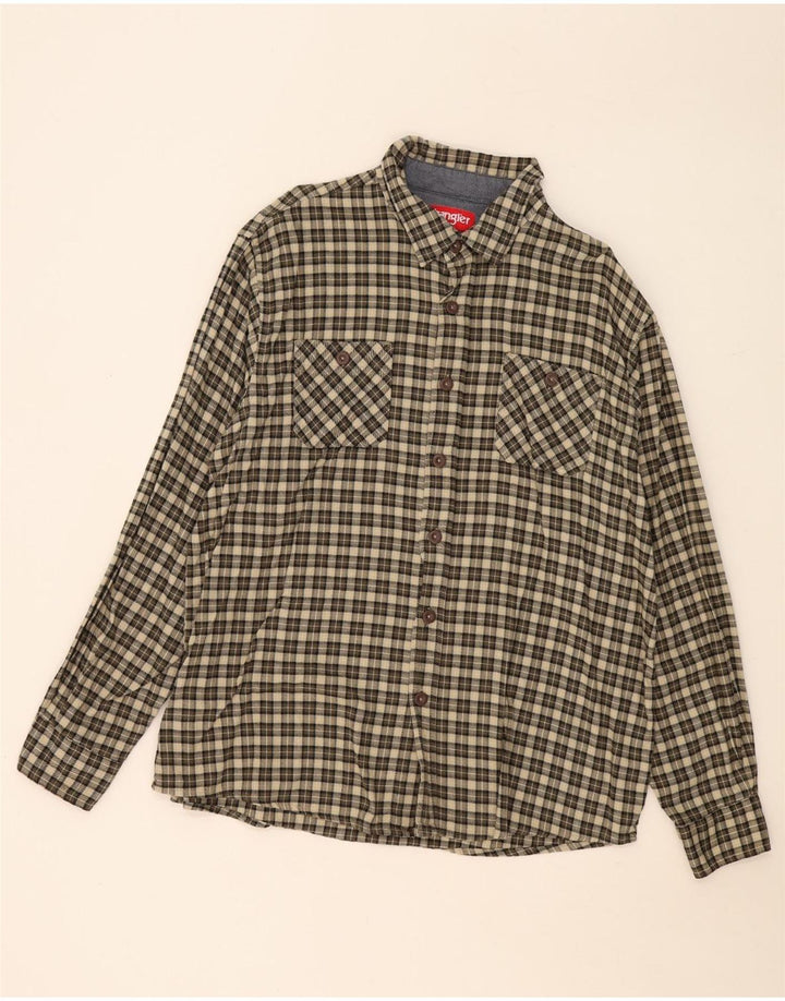 Wrangler Herre Flanellskjorte XL Khaki Ternet Bomuld