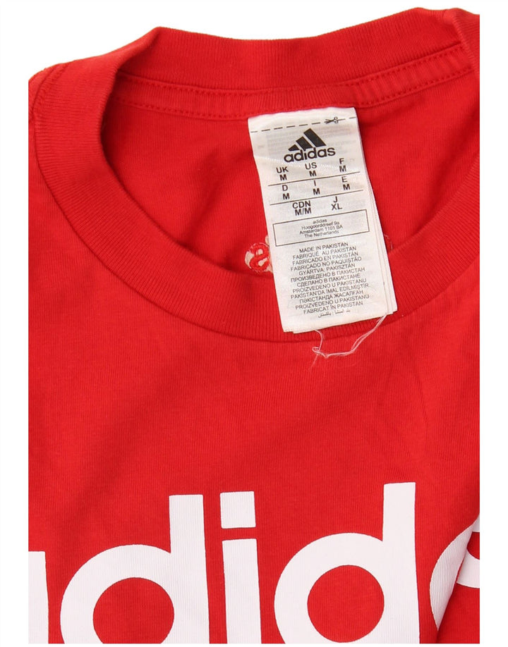ADIDAS grafisk t-shirt til mænd, medium rød bomuld